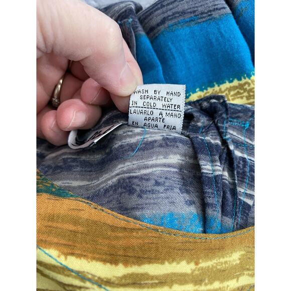 Vintage Pretty Pink Sz L Vibrant Colorful Rayon Back Button Front Pockets Maxi - Picture 6 of 9